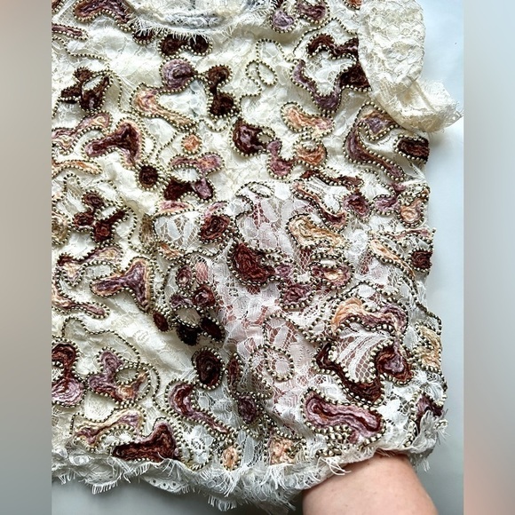 Zara Ecru Multicolored Lace Top Small embroidered - Picture 5 of 13